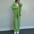 Damen lässiges Strickensemble mit weiter Bluse und lockeren Hosen R&B