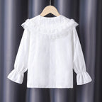 Mädchen Bluse mit voluminösem Rüschenkragen und feinen Stickereien R&B