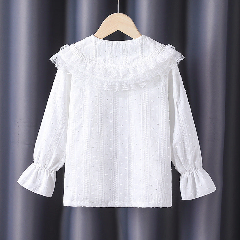 Mädchen Bluse mit voluminösem Rüschenkragen und feinen Stickereien R&B