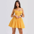 Damen Minikleid mit strukturiertem Oberteil und schwingendem Rock R&B
