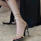Damen elegante Sandalen mit geschwungenem Riemendesign R&B