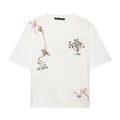 Damen T-Shirt mit feiner Stickerei und einzigartigen Drucken R&B