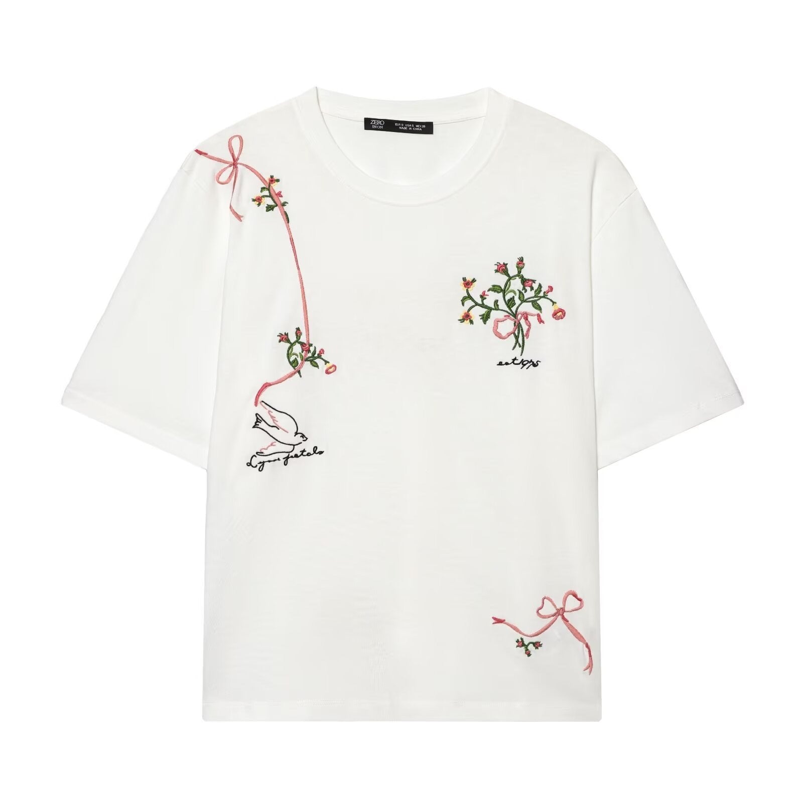 Damen T-Shirt mit feiner Stickerei und einzigartigen Drucken R&B