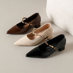 Damen elegante Lederpumps mit Blockabsatz R&B