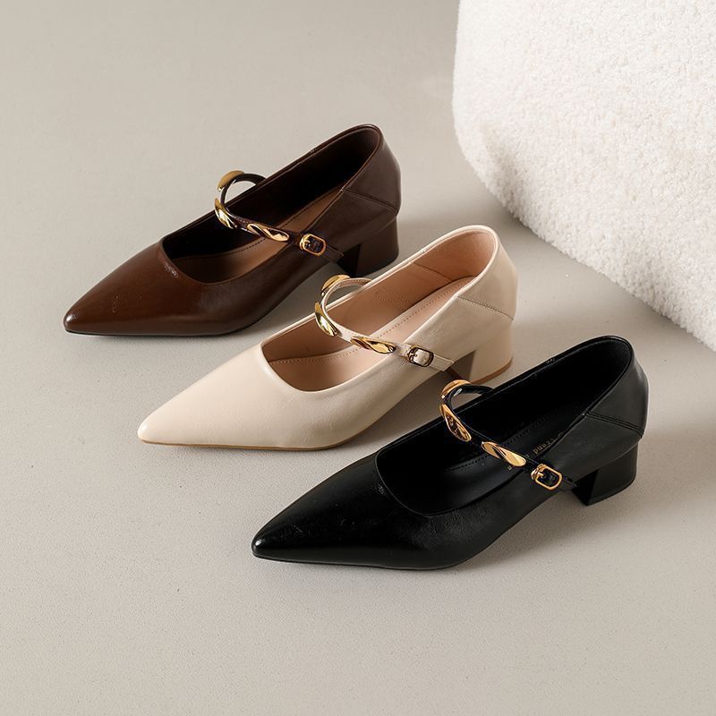 Damen elegante Lederpumps mit Blockabsatz R&B