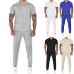 Herren elegantes Kurzarm-Hemd- und Hose-Set mit strukturiertem Design und komfortabler Passform R&B