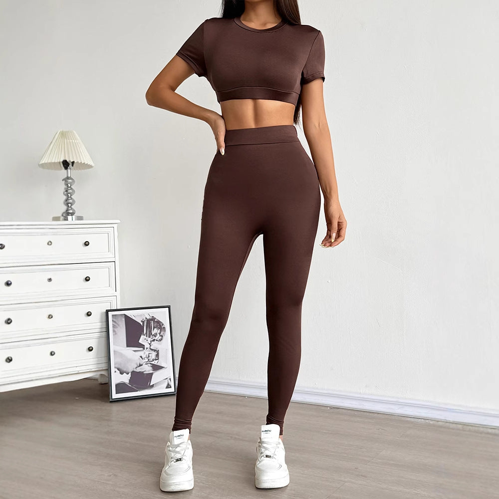 Damen Set aus cropped Oberteil und figurbetonten Leggings R&B