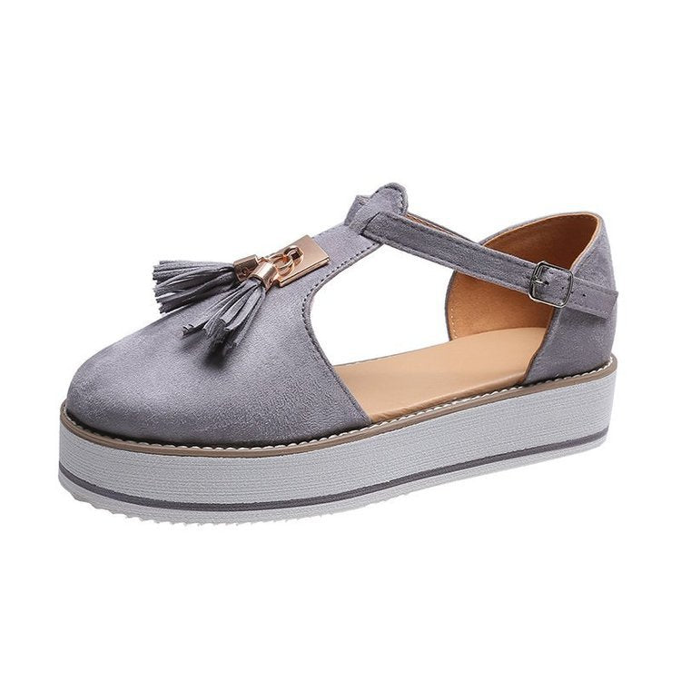 Damen modische Touch-Sandalen mit Quasten und Metallic-Details R&B