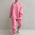 Damen bequemes Oversize-Loungewear-Set mit hohem Kragen und elastischen Bündchen