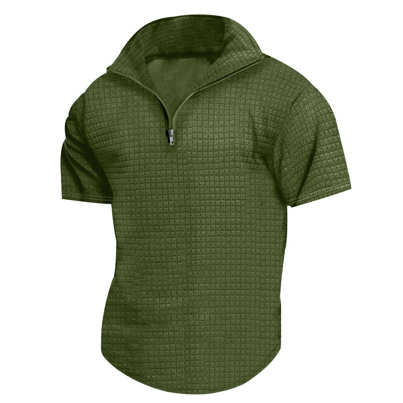 Herren konvertible Kurzarmjacke mit Reißverschluss und strukturiertem Design R&B