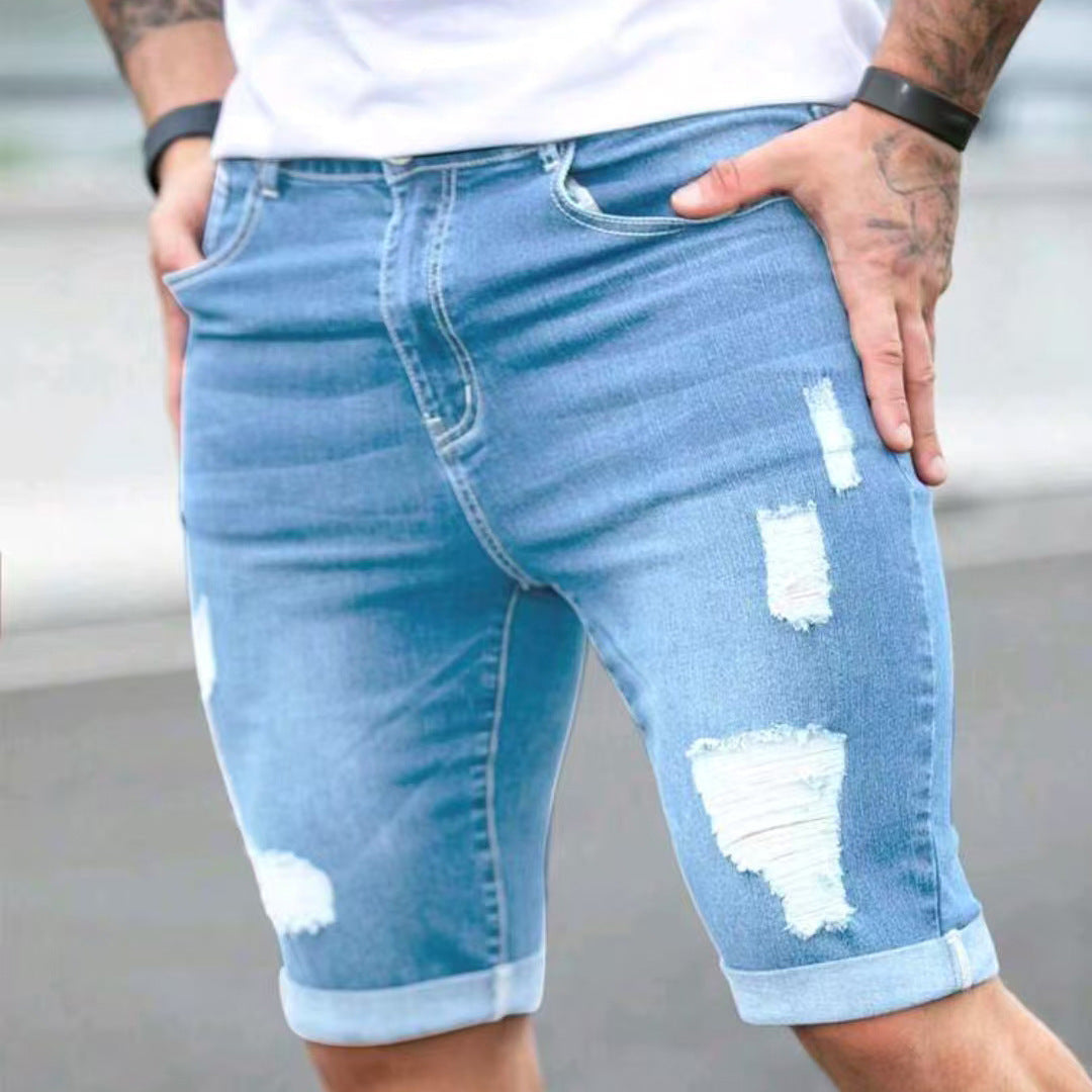 Herren Ripped Denim Shorts R&B