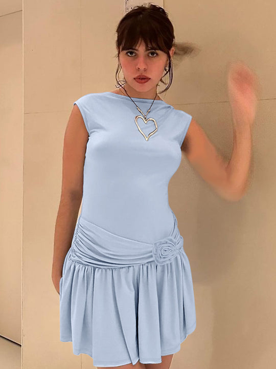 Damen Kurzarmkleid mit asymmetrischem Schnitt R&B