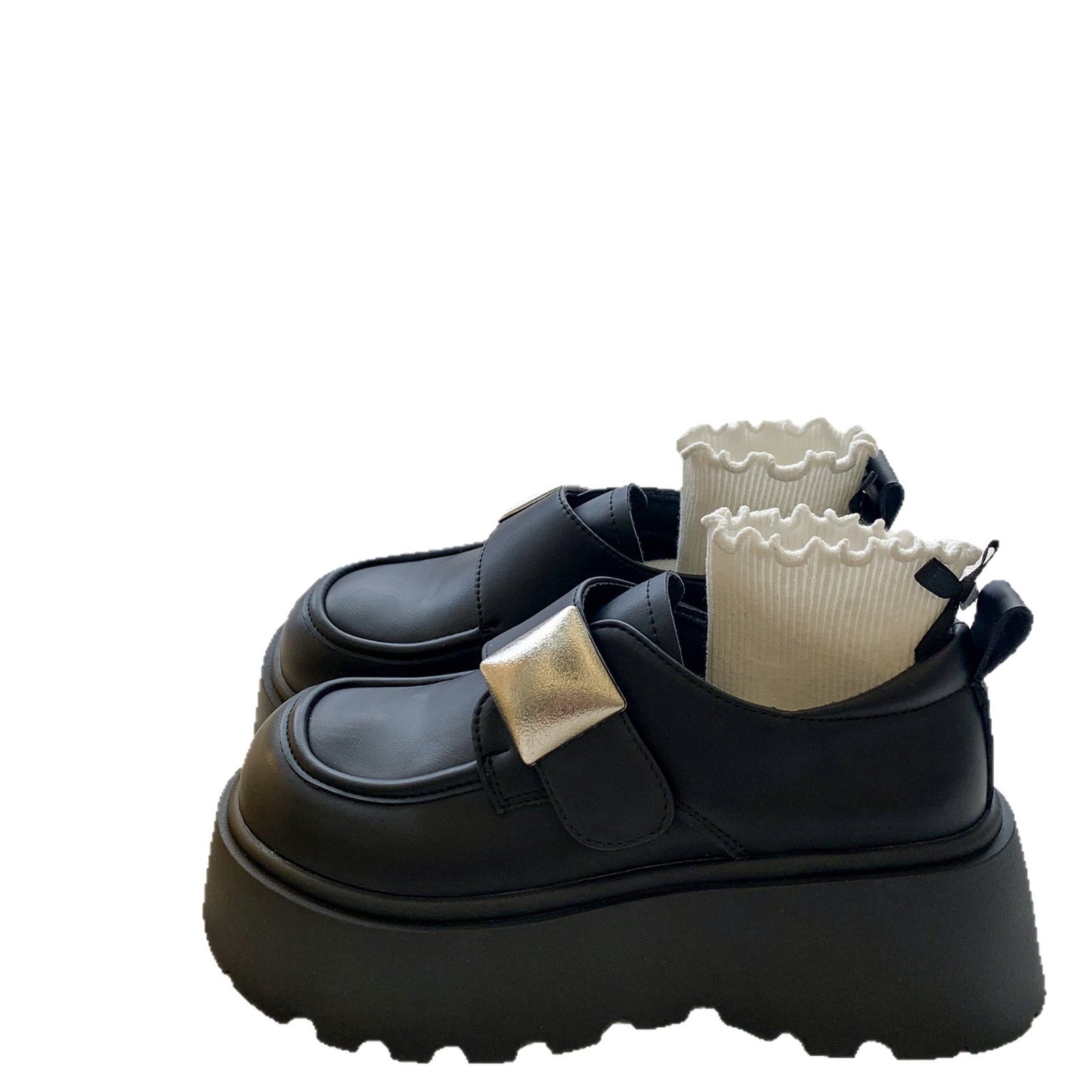 Damen Plateau-Schuhe mit modischem Riemen und eleganter Schnalle R&B