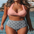 Damen High-Waist Bikini-Set mit elegantem Wickeldesign und modischem geometrischem Muster R&B