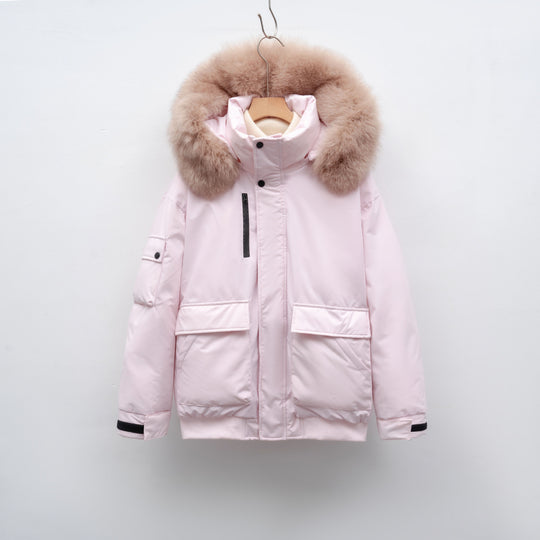 Damen Winterjacke mit großem Kunstfellkragen und funktionalen Taschen R&B