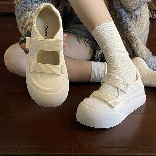 Damen Bequeme Plateau-Sneaker mit verstellbarem Klettverschluss R&B