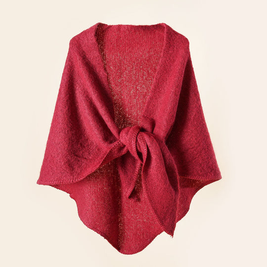 Damen Kuscheliger Wickelponcho mit Modernen Fransen und Elegantem Design R&B