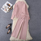 Damen Set aus Strickpullover und Weit geschnittenen Hose R&B