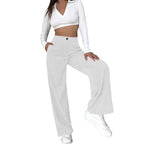Damen Weite Cordhose mit hohem Bund und seitlichen Taschen R&B