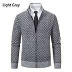 Herren Strickjacke mit modernem Zipper und grafischem Design