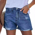 Damen Denim-Shorts im modischen Destroyed-Look mit lässigem Schnitt R&B