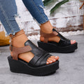 Damen Wedge-Sandalen mit öffnenden Riemen und komfortablem Fußbett R&B