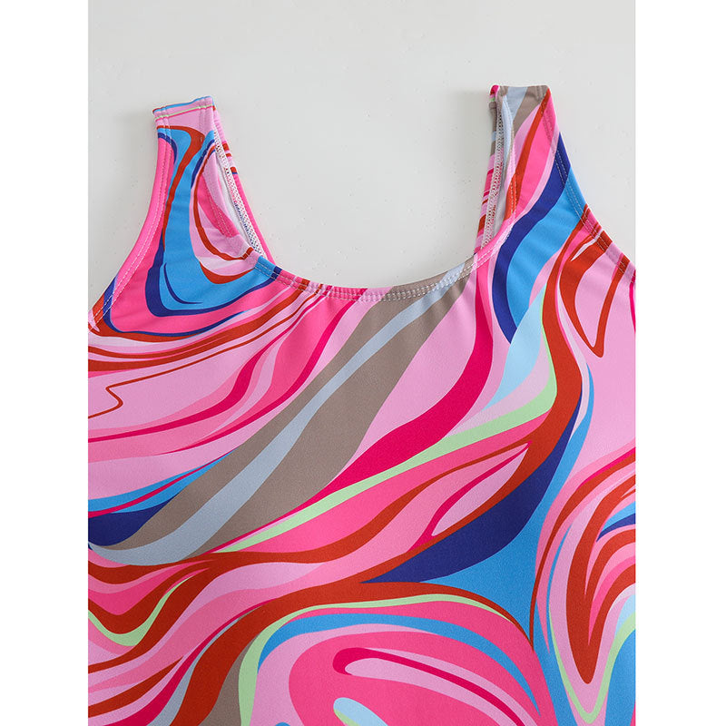 Damen Sportlicher Badeanzug mit modernem abstraktem Muster R&B