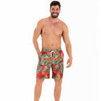 Herren Badeshorts mit tropischem Muster und verstellbarem Kordelzug R&B