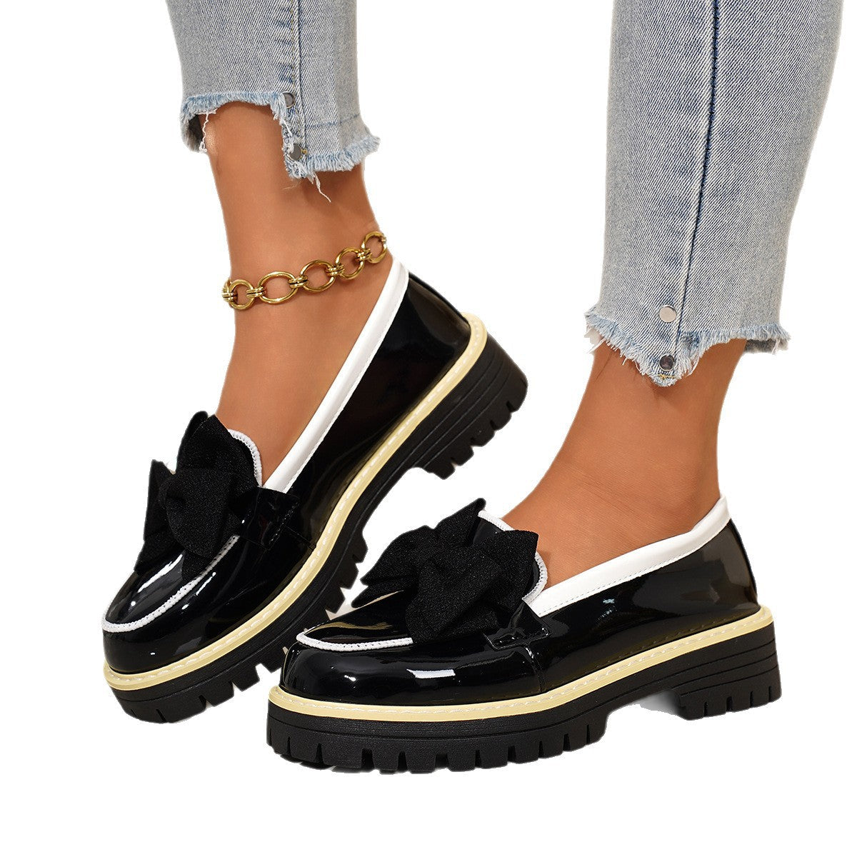Damen Slipper mit voluminösem Schleifendetail und robuster Sohle R&B