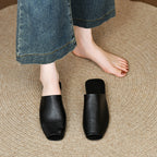 Damen Offene Mules aus hochwertigem Leder mit rutschfester Sohle R&B
