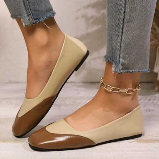 Damen elegante Ballerinas mit klassischem Farbkontrast R&B