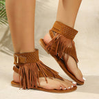 Damen modische Fransen-Sandalen mit glitzernden Akzenten R&B