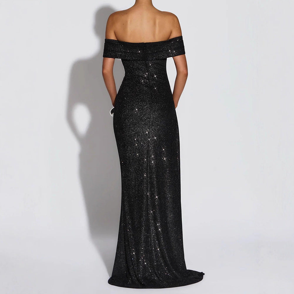 Damen Glamouröses Abendkleid mit atemberaubendem Schlitz und schimmernden Akzenten R&B