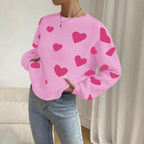 Damen Strickpullover mit auffälligem Herzdesign und lässigem Schnitt R&B
