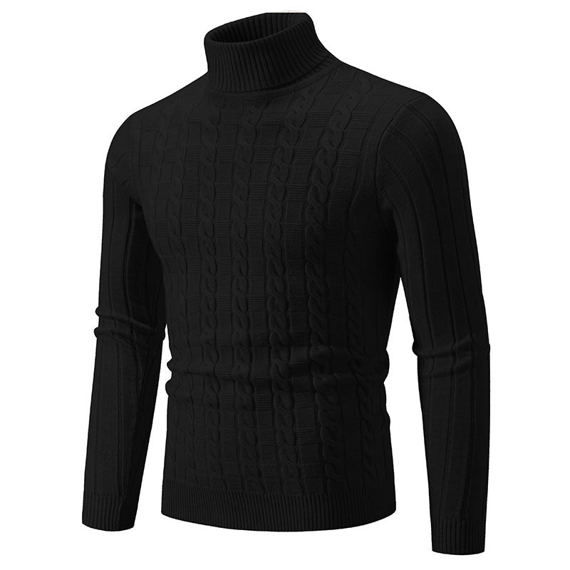 Herren Strickpullover mit hochgeschlossenem Kragen und Zopfmuster R&B