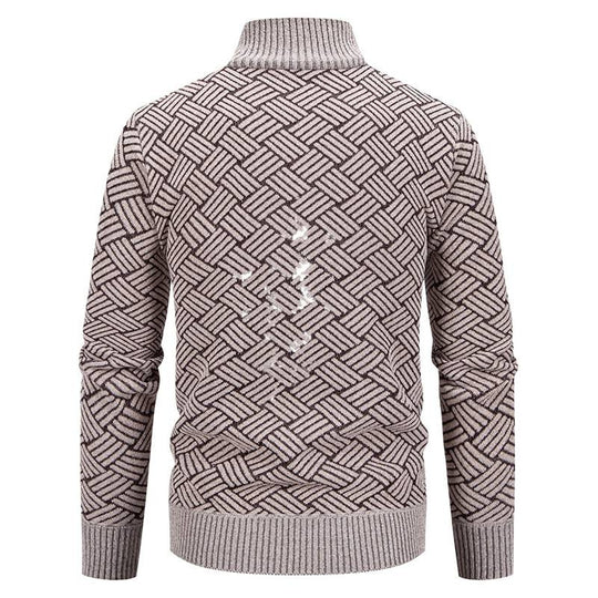 Herren Strickjacke mit modernem Karomuster R&B