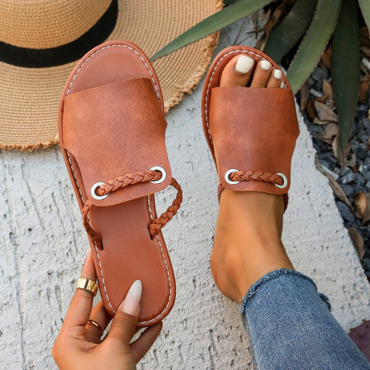 Damen Freizeitsandalen mit geflochtenem Riemen-Design und robustem Fußbett R&B