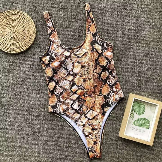 Damen Eleganter Einteiler im Schlangenmotiv R&B