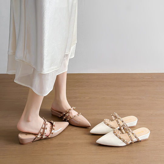 Damen elegante Slingback-Pantoletten mit modischen Nieten R&B