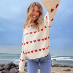 Damen Strickpullover mit Herzmuster und lässigem Schnitt R&B