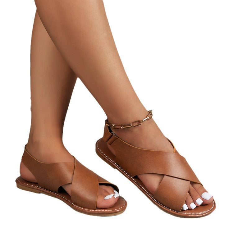 Damen Riemchen-Sandalen mit eleganten Kreuzriemen und modischem Schmuckdetail R&B