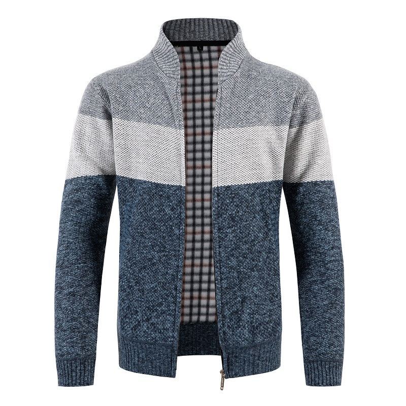 Herren Strickjacke mit modernem Zipper und stilvollem Karomuster