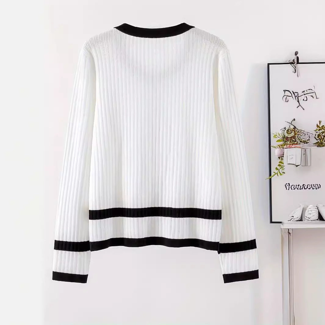 Damen modische Strickjacke im lässigen Schnitt mit Knopfleiste R&B