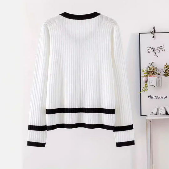 Damen modische Strickjacke im lässigen Schnitt mit Knopfleiste R&B