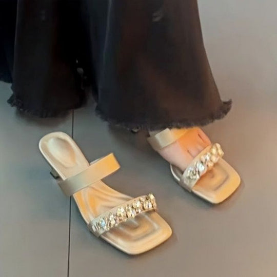 Damen elegante Slipper mit funkelnden Strassverzierungen R&B