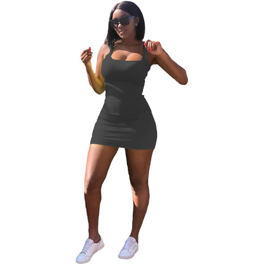 Damen Figurbetontes Minikleid mit schmalen Trägern und Rippstruktur R&B