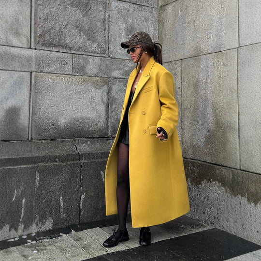 Damen Oversized Wollmantel R&B