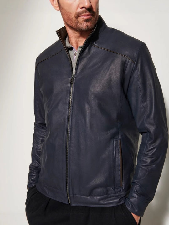 Herren jacke mit elegantem Stehkragen und seitlichen Reißverschlusstaschen R&B
