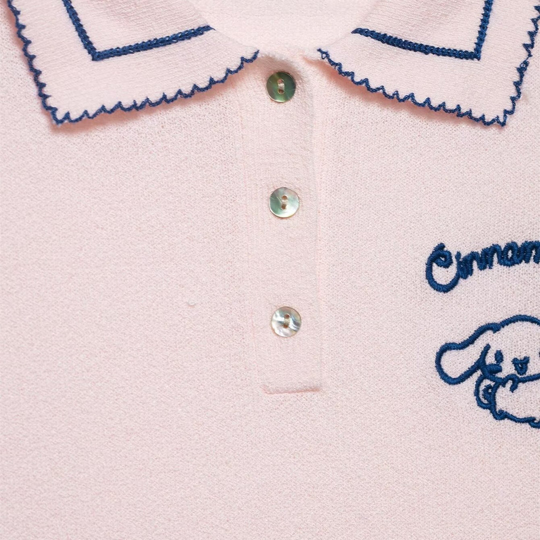 Damen Polo-Shirt mit feiner Struktur und gesticktem Motiv R&B
