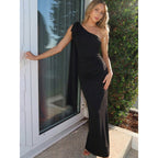 Damen Elegantes Wickelkleid mit asymmetrischem Ausschnitt und Schulterdetails R&B